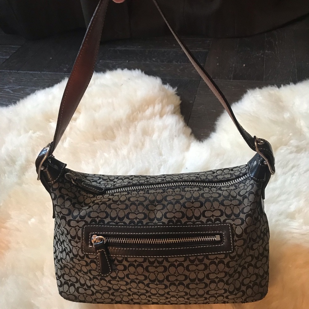 Coach Black Canvas Signature Mini Handbag